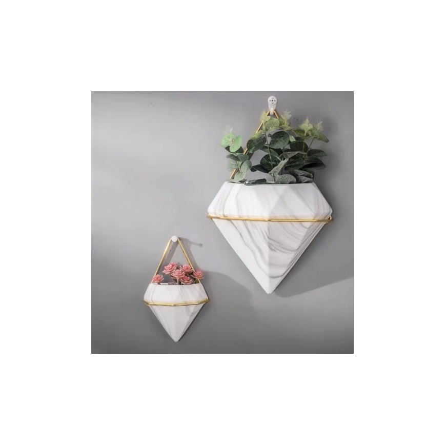 KOMPLEKTS 2x Sienas puķu pods SEMELA 23x20 cm zelta