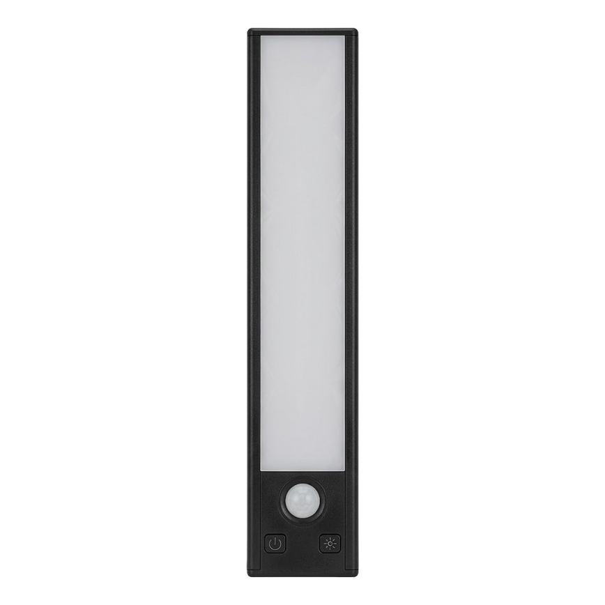 Komplekts 2x LED uzlādējamu mēbeļu apgaismojumu ar kustības un krēslas sensoru VIRO LED/1,2W/3,7V 800 mAh 3000/4000/6500K 30 cm melns