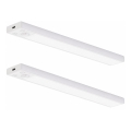 Komplekts 2x uzlādējamas LED mēbeļu lampas ar kustības un krēslas sensoru VIRO LED/1,2W/3,7V 800 mAh 3000/4000/6500K 30 cm balta