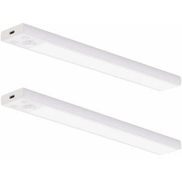Komplekts 2x uzlādējami LED mēbeļu apgaismojumi ar kustības un krēslas sensoru VIRO LED/1,2W/3,7V 800 mAh 3000/4000/6500K 30 cm balti