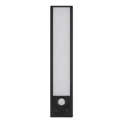 Komplekts 2x LED uzlādējami mēbeļu gaismekļi ar kustības un krēslas sensoriem VIRO LED/1W/3,7V 800 mAh 3000/4000/6500K 20 cm melni