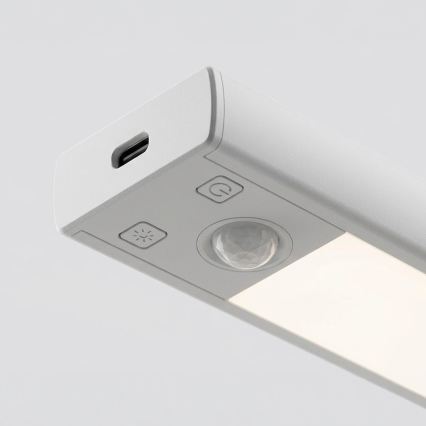 Komplekts 2x uzlādējami LED mēbeļu apgaismojumi ar kustības un krēslas sensoru VIRO LED/1,2W/3,7V 800 mAh 3000/4000/6500K 30 cm balti