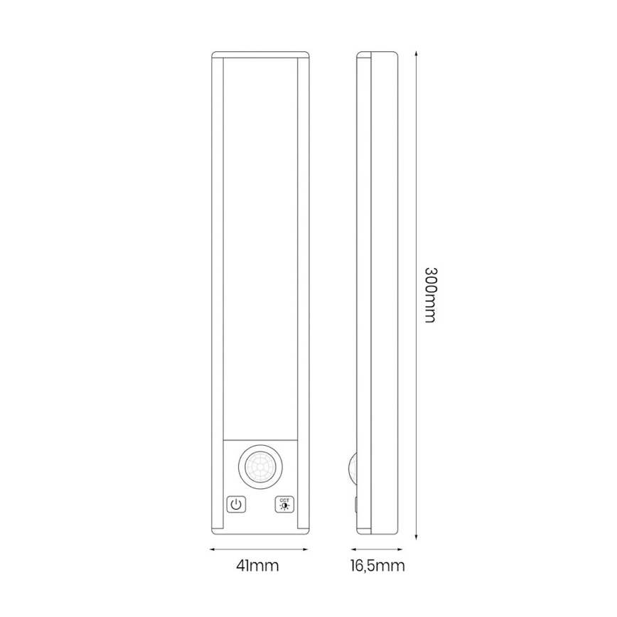 Komplekts 2x uzlādējami LED mēbeļu apgaismojumi ar kustības un krēslas sensoru VIRO LED/1,2W/3,7V 800 mAh 3000/4000/6500K 30 cm balti