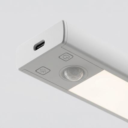 Komplekts 2x LED uzlādējami mēbeļu gaismekļi ar kustības un krēslas sensoru VIRO LED/1W/3,7V 800 mAh 3000/4000/6500K 20 cm balti
