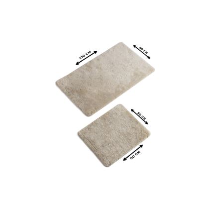 KOMPLEKTS 2x Vannas istabas paklājs 60/100 cm bēša