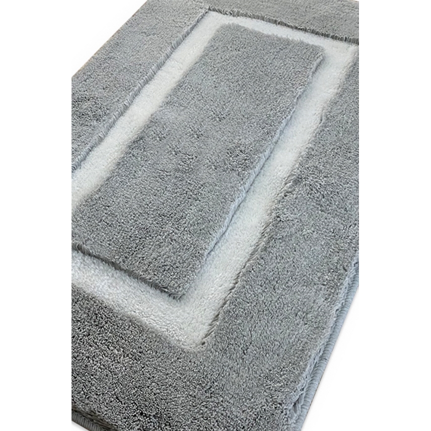 KOMPLEKTS 2x Vannas istabas paklājs 60/100 cm pelēka