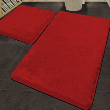 KOMPLEKTS 2x Vannas istabas paklājs 60/100 cm sarkana