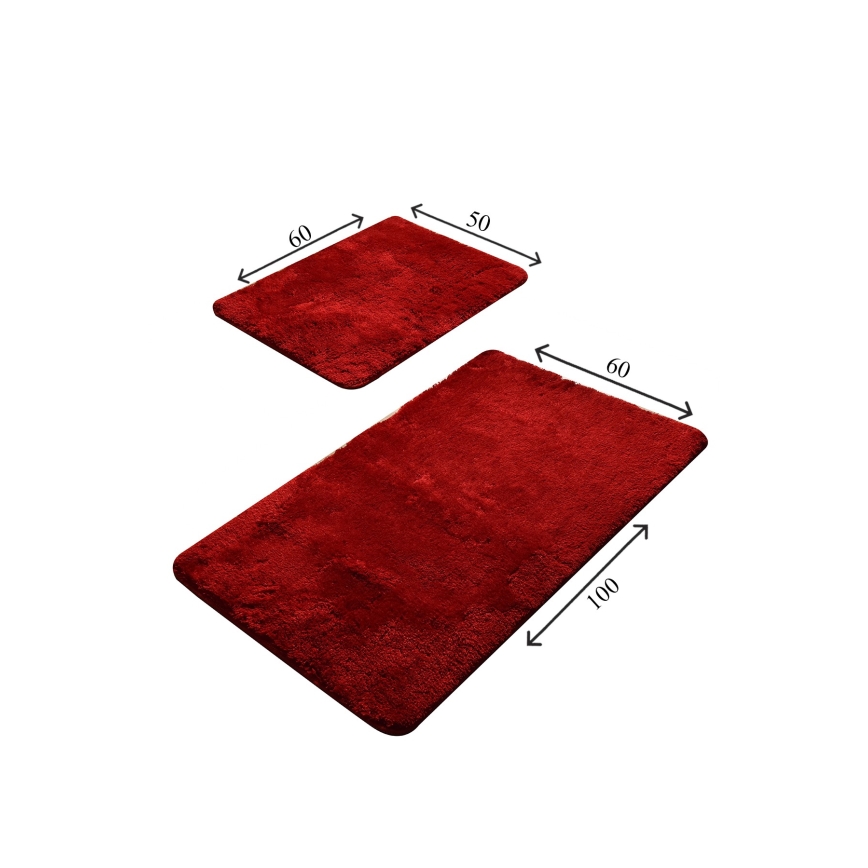 KOMPLEKTS 2x Vannas istabas paklājs 60/100 cm sarkana