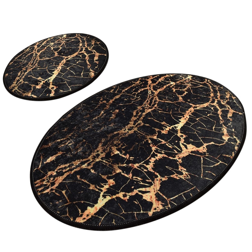 KOMPLEKTS 2x Vannas istabas paklājs GOLDES 60/100 cm melna/zelta