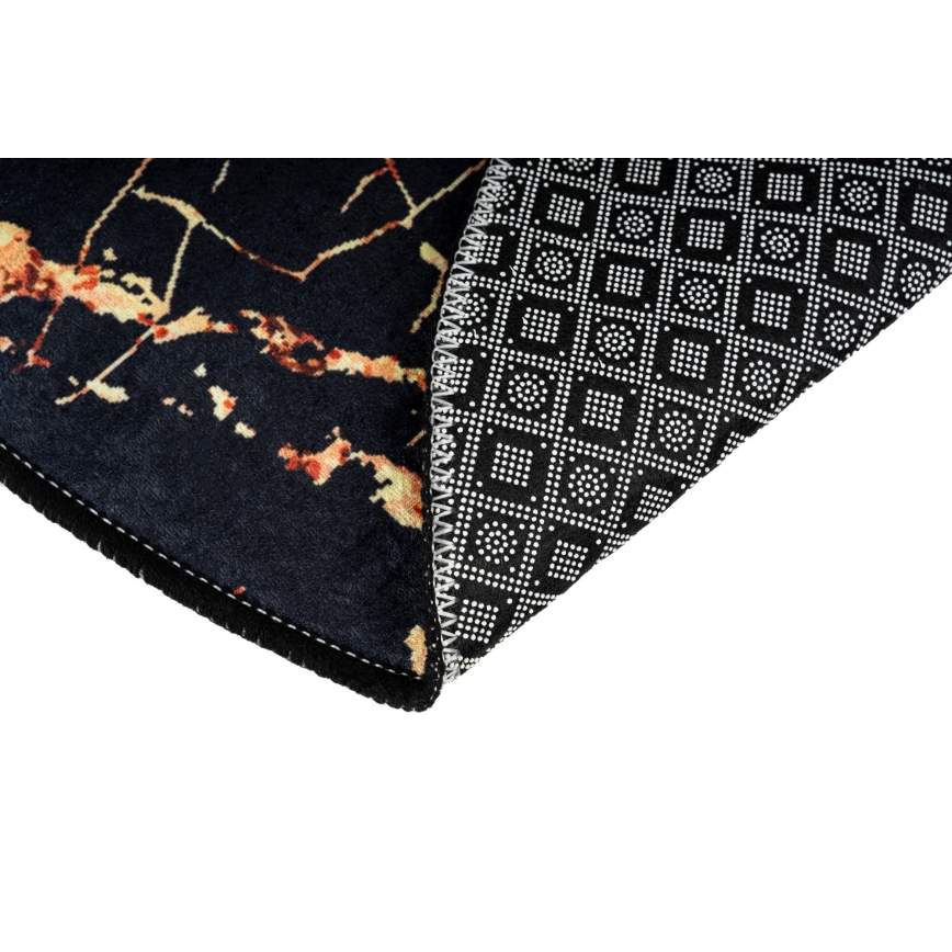 KOMPLEKTS 2x Vannas istabas paklājs GOLDES 60/100 cm melna/zelta