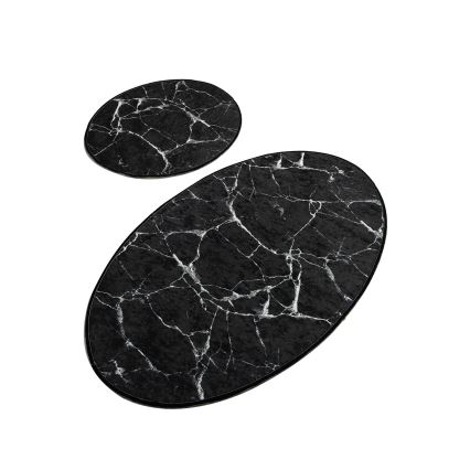 KOMPLEKTS 2x Vannas istabas paklājs MARBLE 50x60/60x100 cm melna