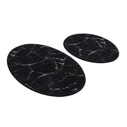 KOMPLEKTS 2x Vannas istabas paklājs MARBLE 50x60/60x100 cm melna
