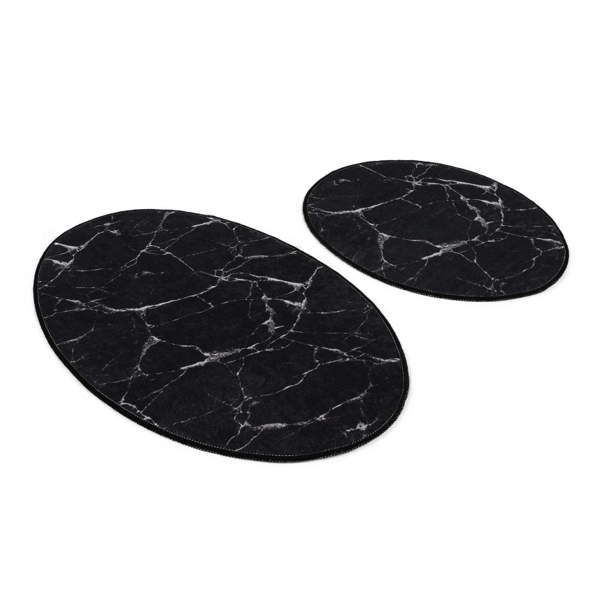 KOMPLEKTS 2x Vannas istabas paklājs MARBLE 50x60/60x100 cm melna