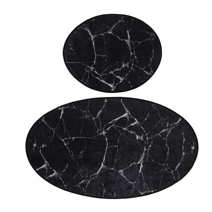 KOMPLEKTS 2x Vannas istabas paklājs MARBLE 50x60/60x100 cm melna