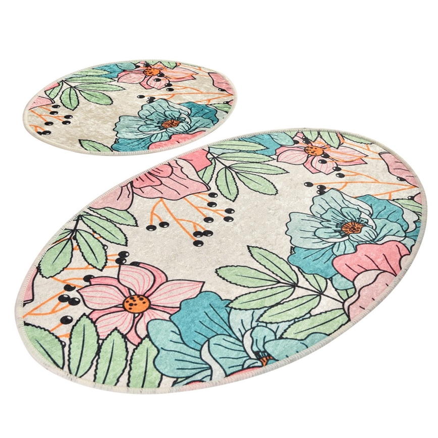 KOMPLEKTS 2x Vannas istabas paklājs SPRING 60/100 cm krāsaina