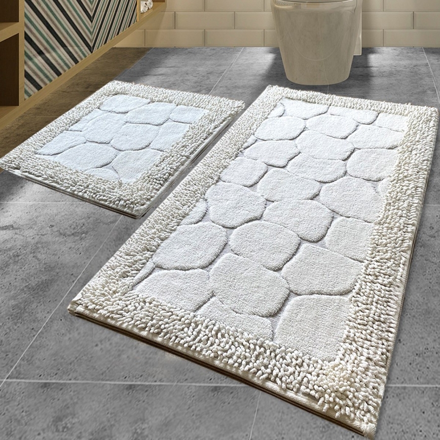 KOMPLEKTS 2x Vannas istabas paklājs STONE 60/100 cm balta
