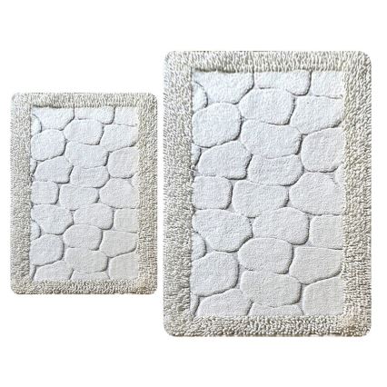KOMPLEKTS 2x Vannas istabas paklājs STONE 60/100 cm balta