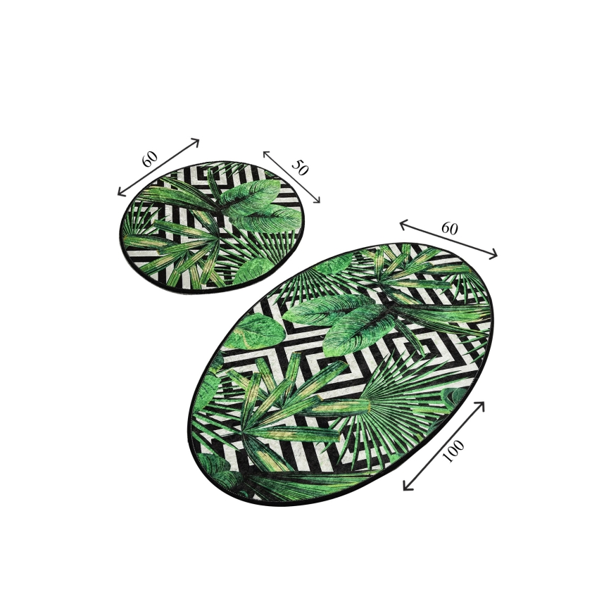 KOMPLEKTS 2x Vannas istabas paklājs TROPIC 60/100 cm zaļa