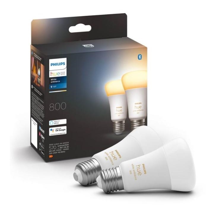 KOMPLEKTS 2xLED Aptumšojama spuldze Philips Hue WHITE AMBIANCE E27/6W/230V 2200-6500K