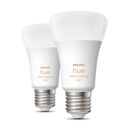 KOMPLEKTS 2xLED Aptumšojama spuldze Philips Hue WHITE AMBIANCE E27/6W/230V 2200-6500K