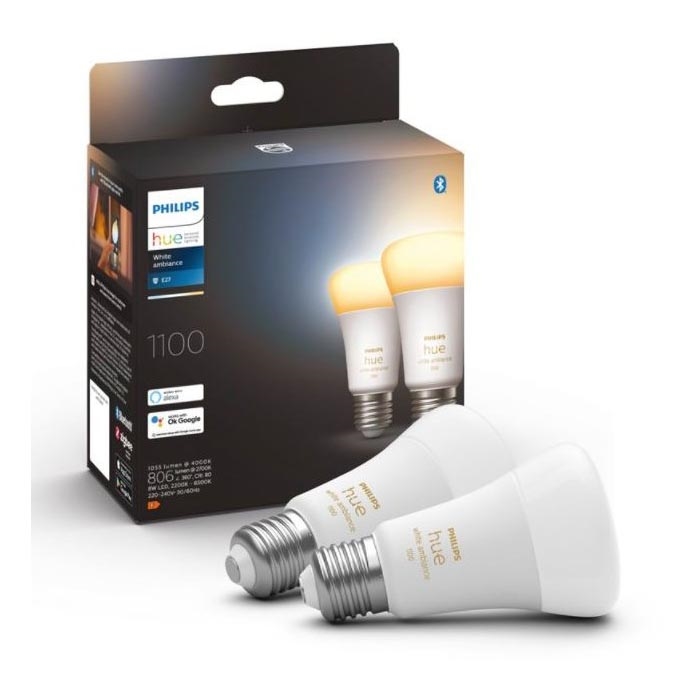 KOMPLEKTS 2xLED Aptumšojama spuldze Philips Hue WHITE AMBIANCE E27/8W/230V 2200-6500K