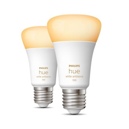 KOMPLEKTS 2xLED Aptumšojama spuldze Philips Hue WHITE AMBIANCE E27/8W/230V 2200-6500K