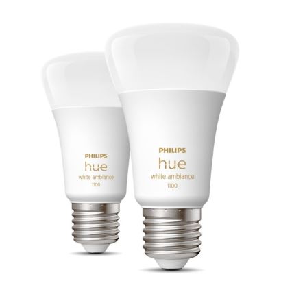 KOMPLEKTS 2xLED Aptumšojama spuldze Philips Hue WHITE AMBIANCE E27/8W/230V 2200-6500K