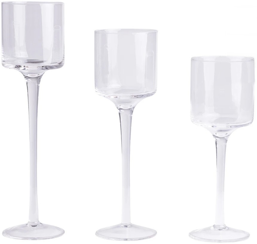 Komplekts 3 gab. caurspīdīgi svečturi