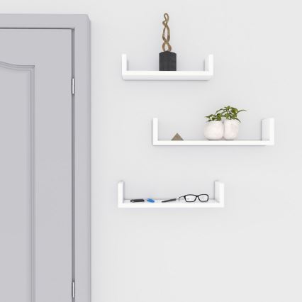 Komplekts: 3 sienas plaukti SHELFY, balti