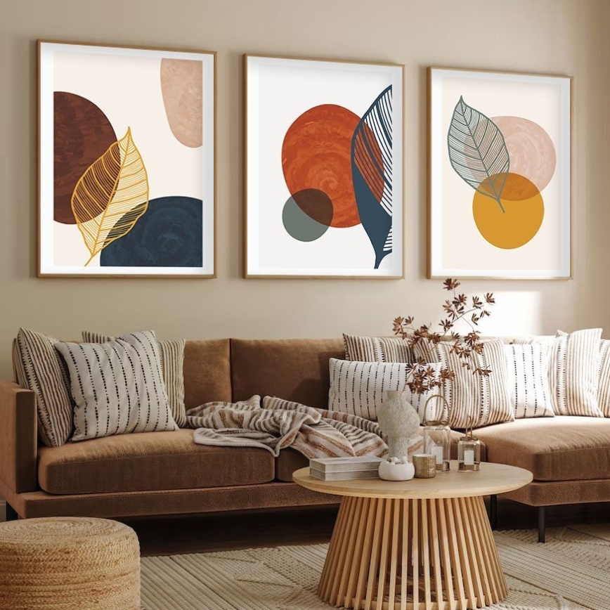 KOMPLEKTS 3x Attēls foto rāmī 50x70 cm krāsaina