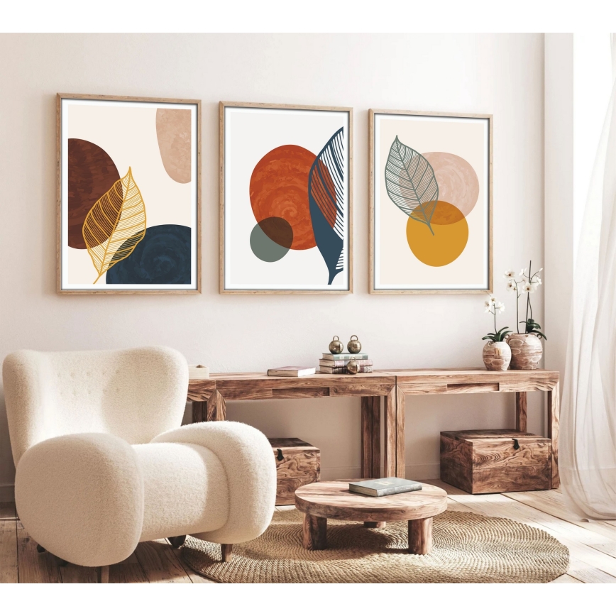 KOMPLEKTS 3x Attēls foto rāmī 50x70 cm krāsaina