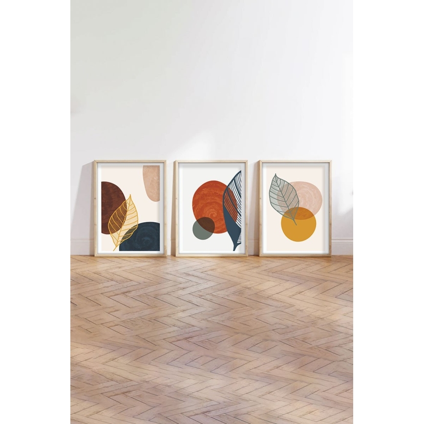 KOMPLEKTS 3x Attēls foto rāmī 50x70 cm krāsaina