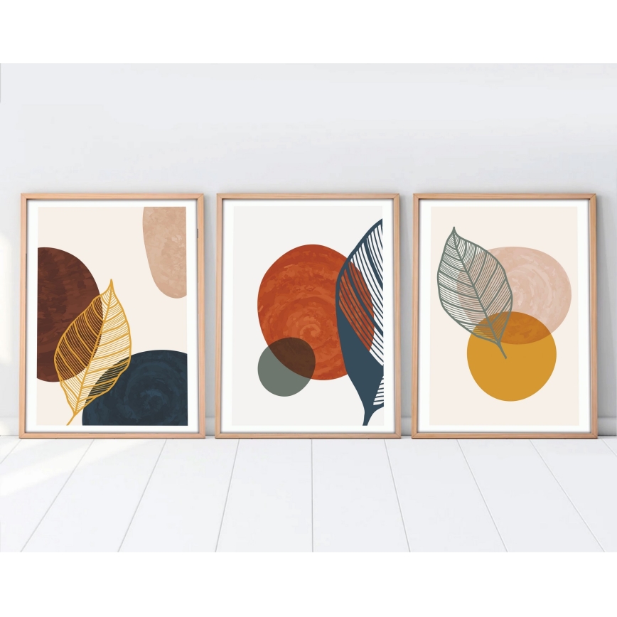 KOMPLEKTS 3x Attēls foto rāmī 50x70 cm krāsaina