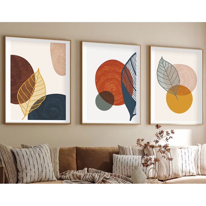 KOMPLEKTS 3x Attēls foto rāmī 50x70 cm krāsaina