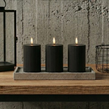 Komplekts 3x BRILLO LED sveces, LED/2xAA, 12,5 cm, melnas — ar tālvadības pulti