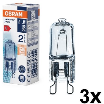 Komplekts 3x cepeškrāsns halogēna spuldze HALOPIN G9/25W/230V 2700K - Osram
