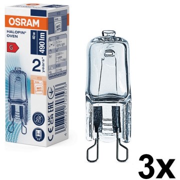 Komplekts 3x cepeškrāsns halogēna spuldze HALOPIN G9/40W/230V 2700K - Osram