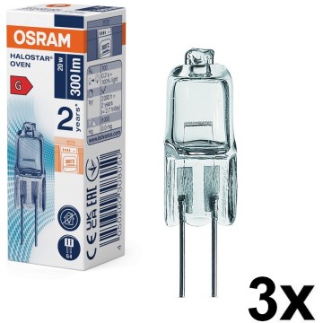 Komplekts: 3x cepeškrāsns spuldzes HALOSTAR G4/20W/12V 2700K - Osram