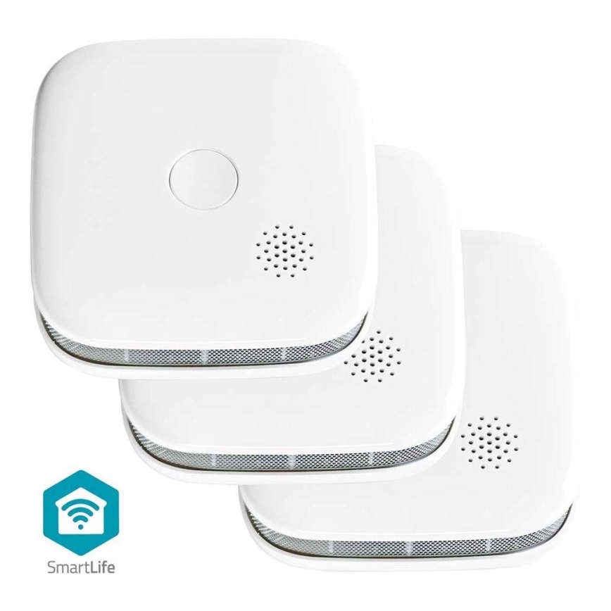 KOMPLEKTS 3x Dūmu detektors SmartLife 3V/1xCR123A Wi-Fi Tuya