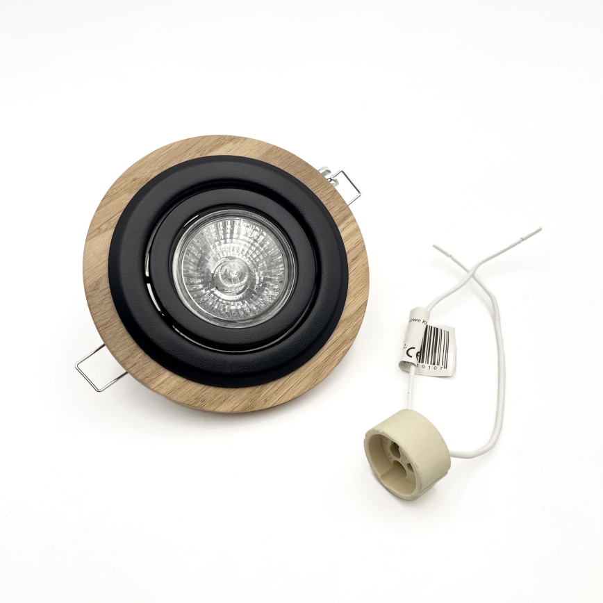 Komplekts 3x iebūvējamie gaismekļi TOBBY 1xGU10/20W/230V Ø 11,5 cm ozols/melns