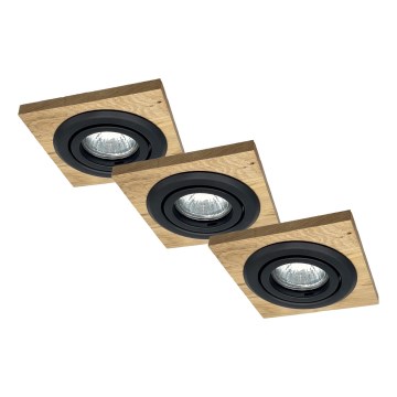 KOMPLEKTS 3x Iegremdējama lampa TOBBY 1xG9/20W/230V 11,5x11,5 cm ozols/melna