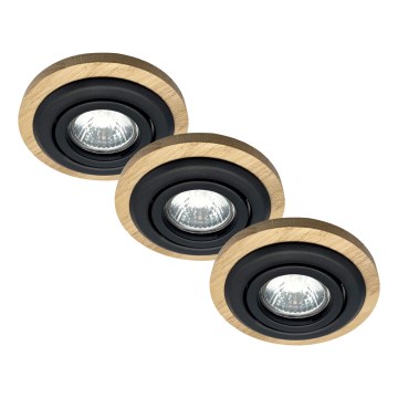 KOMPLEKTS 3x Iegremdējama lampa TOBBY 1xG9/20W/230V d. 11,5 cm ozols/melna
