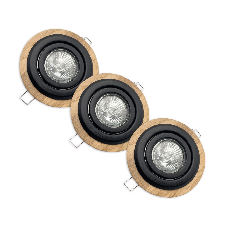 KOMPLEKTS 3x Iegremdējama lampa TOBBY 1xG9/20W/230V d. 11,5 cm ozols/melna