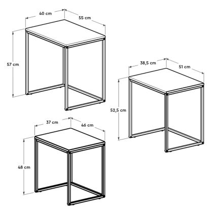 KOMPLEKTS 3x Kafijas galdiņš, brūns