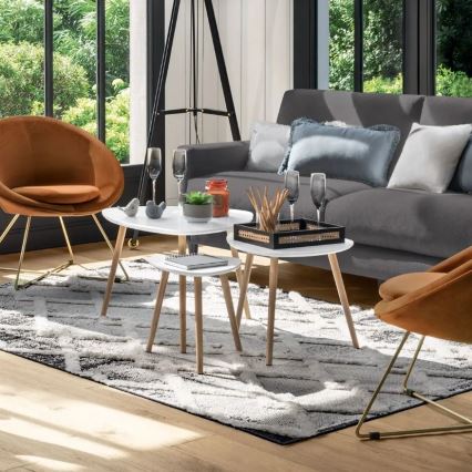 KOMPLEKTS 3x Kafijas galdiņš MILEO balta