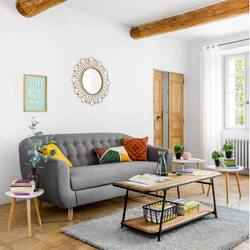 KOMPLEKTS 3x Kafijas galdiņš MILEO balta