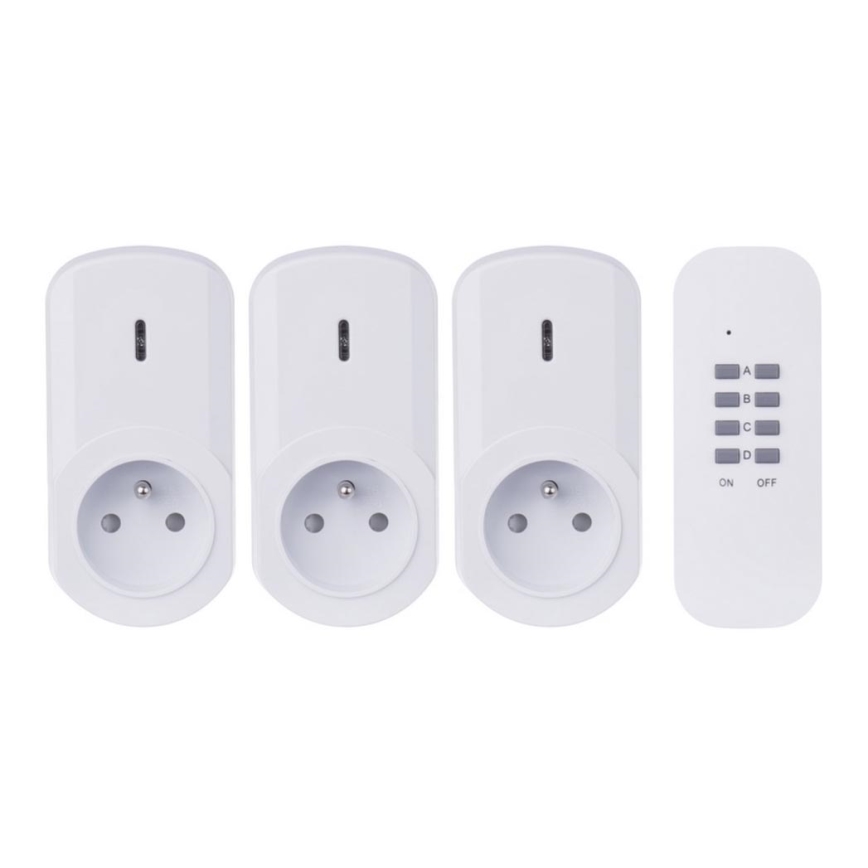 KOMPLEKTS 3x Kontaktligzdas ar tālvadības pulti 230V + 1x CR2032