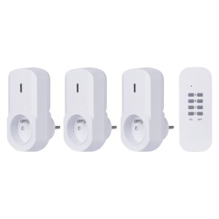 KOMPLEKTS 3x Kontaktligzdas ar tālvadības pulti 230V + 1x CR2032