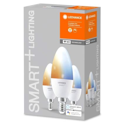 KOMPLEKTS 3x LED Aptumšojama spuldze SMART+ E14/5W/230V 2700K-6500K Wi-Fi - Ledvance