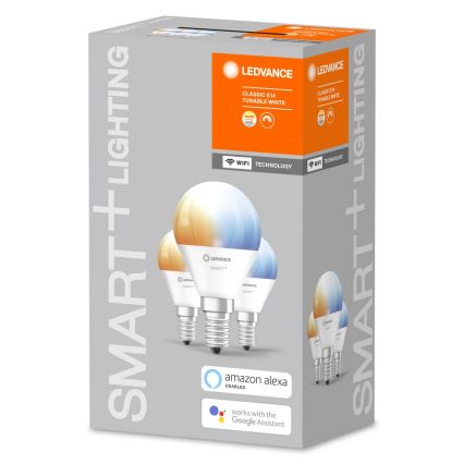 KOMPLEKTS 3x LED Aptumšojama spuldze SMART+ E14/5W/230V 2700K-6500K Wi-Fi - Ledvance